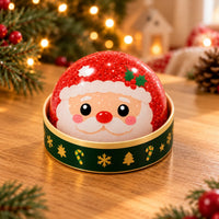 Squishy dumpling de Noël Père Noël pailleté dans sa petite boîte